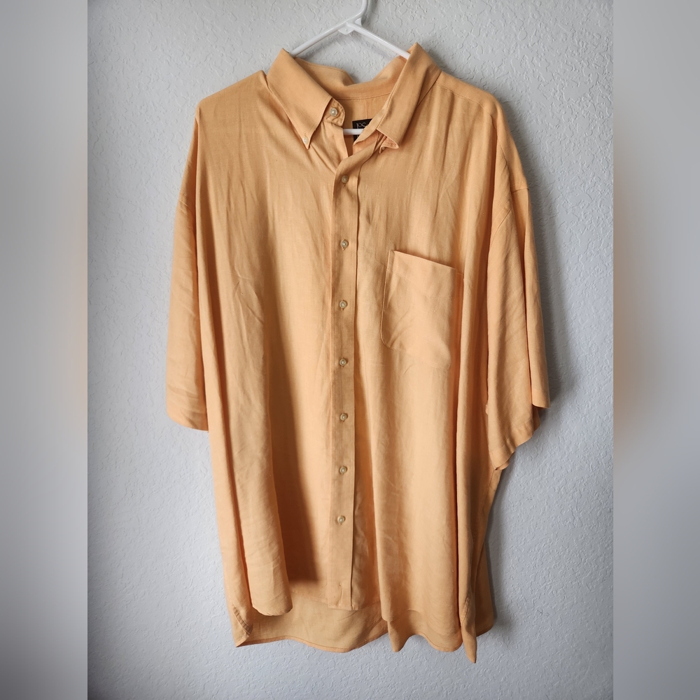 Jos A. Bank Mens XXL Orange Linen Button-down Shirt